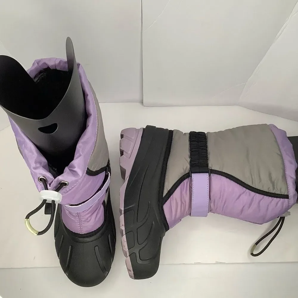Sorel Flurry Lavender Gray Knee High Waterproof Winter Snow Big Girl Boots Sz 4